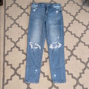 Distressed Light Wash AEO Mom Jeans